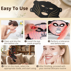 Aimilove LED Light Therapy Mask for Face & Neck,4 Modes Red Blue Black