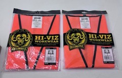 Pair Occunomix Hi-Viz Workwear Orange L/XL Safety Vest W Pockets Type R Class 2
