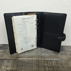 Filofax Nappa Personal Organizer Black Deluxe Nappa Leather 2016 Inserts NEW