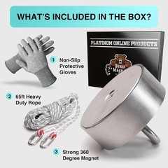 3000lb Complete 360 Degree Magnet Fishing Kit | Includes Strong 360 Neodymium