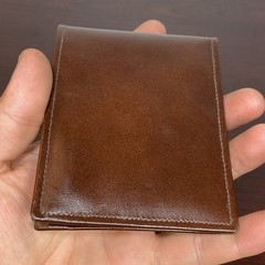 Vtg Wallet Bifold Brown Glove Cowhide Leather Striped Interior Accent Rips AS IS