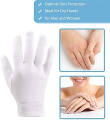 6 Pairs Moisturizing Gloves Over Night Bedtime White Cotton | Cosmetic Inspec…