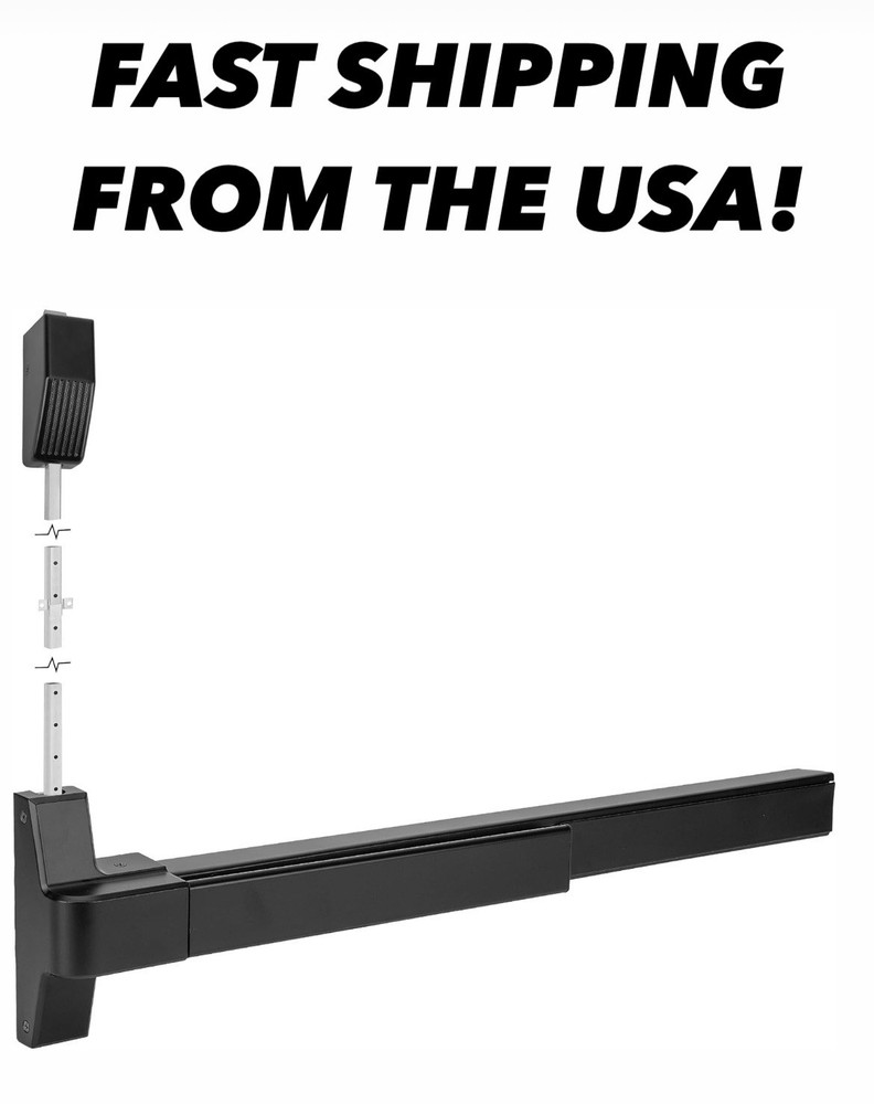 IRONWALLS Surface Vertical Rod Panic Bar, Black 27-41″ Commercial Door Push Bar