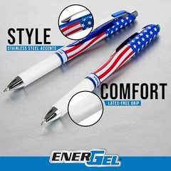 Pentel EnerGel RTX Retractable Liquid Gel Pen, Flag Barrel, Black ink, Pack of 8
