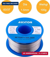 AUSTOR 63-37 Tin Lead Rosin Core Solder Wire for Electrical Soldering (1.5mm, 10