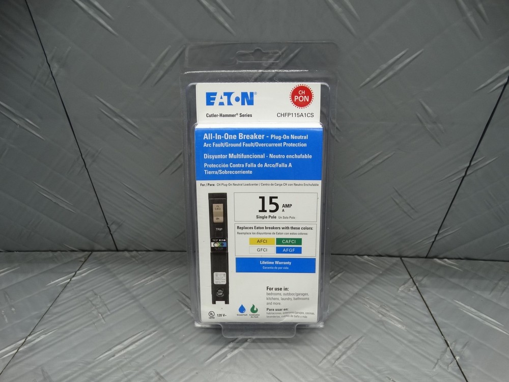 Eaton CH 15 Amp All in One AF/GF Plug-On-Neutral Breaker CHFP115A1CS