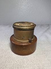 Antique Brass Neptune Meter Co. Trident Water Meter NEW YORK On Wood Base