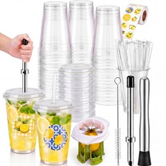 Best Yungyan 25 Sets Lemonade Cups with Lids Straws 32 oz Clear Plastic Include