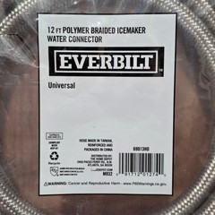 Everbilt 12 ft Polymer Braided Icemaker Water Connector Universal 69013HD NEW