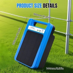 ATMOREA 0.2J Solar Power Fence Charger 3W 8KV Electric Fence Energizer 2-3 Miles