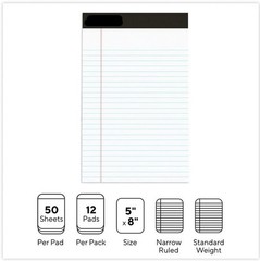 New White 5″ x 8″ Premium Narrow Ruled Writing Pads (12/Pack)