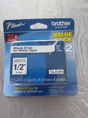 Brother TZE2312PK 12mm Black on White Tape – 2 Pack