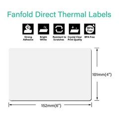 4×6 Fanfold Direct Thermal Mailing Shipping Labels Perforated for Zebra & Rollo