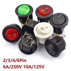 20mm 10A/125V 6A/250V ON/OFF Push Button Power Round Rocker Switch 2/3/4/6Pin