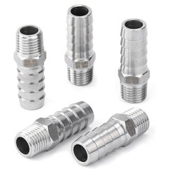 Male Threaded 304 Stainless Steel Barb Hose Pipe Fitting Tail Connector Adaptor