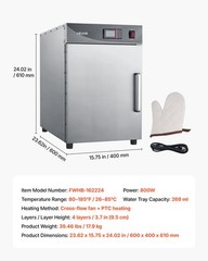 VEVOR Electric Hot Box Food Warmer 4-Tier Food Warming Cabinet with Single Door