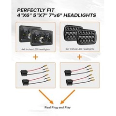 2PCS H4 9003 HB2 Wire Wiring Harness Sockets for 4″x6″ 7″x6″ 5″x7″ Inch Sealed B