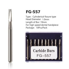 100X FG 557 Carbide Burs – Friction Grip for High-Speed Handpieces, Midwest Type
