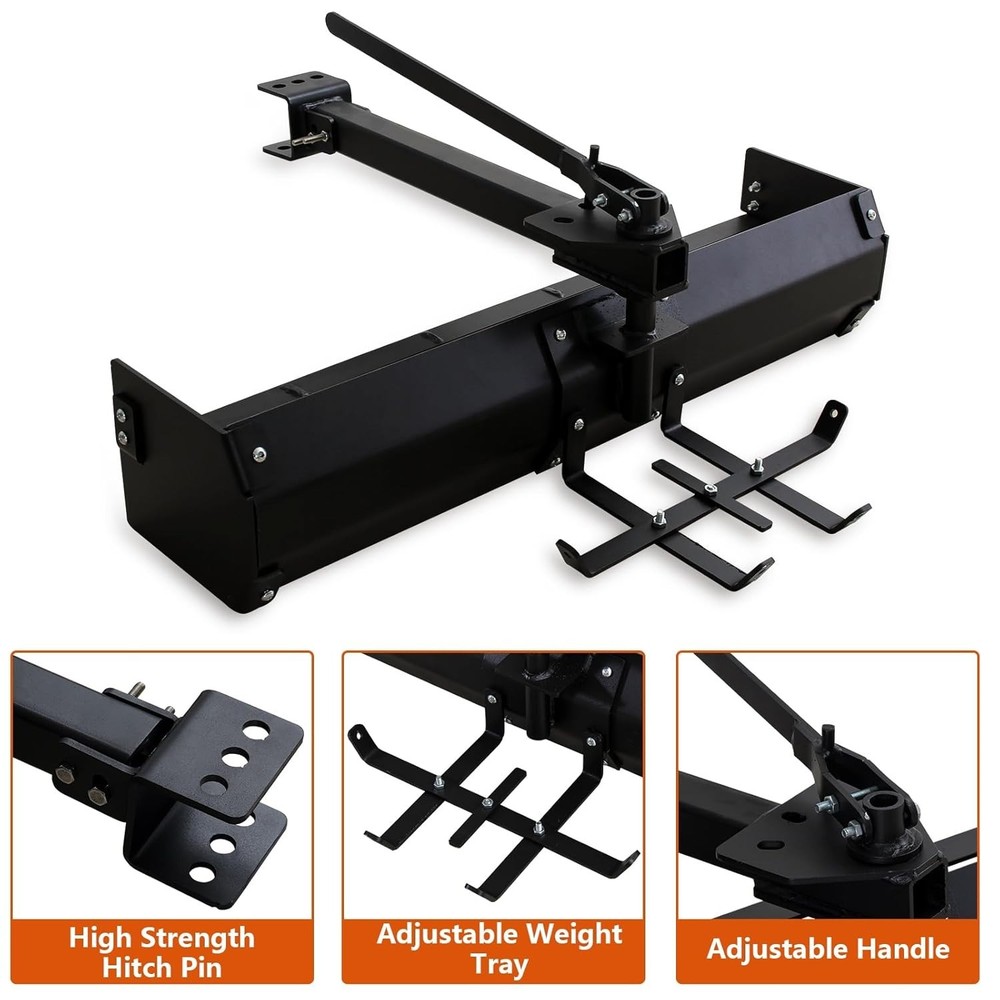 GRAVEE 42″ Tow Behind Box Scraper Steel Powder Coated Tractor Scraper with Blade
