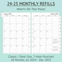 Monthly Planner Refill 5-1/2 x 8-1/2 Two Pages Per Classic/Size 4 2024-2025