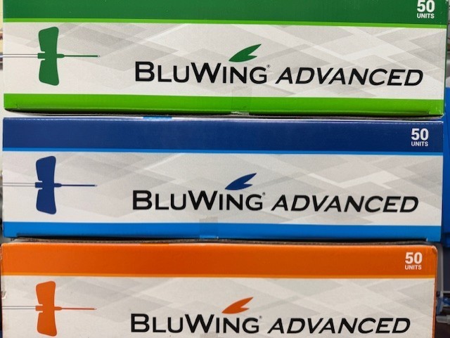 BluWing Advanced 12″ Safety Collection Winged Sets, 21G, 23G or 25G, 50/Box