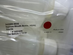 Thermo Scientific 342089-0032 HDPE Sterile Narrow-Mouth Bottle, 1000ml, 24/Case