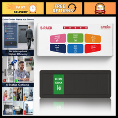 5 Pack Office Door Signs – Do Not Disturb, In Meeting, Out of Office, Privacy Ic