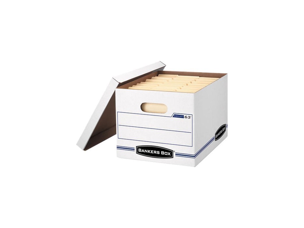 Bankers Box 0006301 EasyLift Storage Box, Letter/Letter, Lift-Off Lid, White/Blu