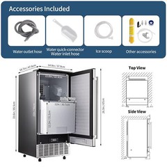 80-150 LB Built-In Commercial Ice Maker Stainless Ice Cube Machine Freestanding
