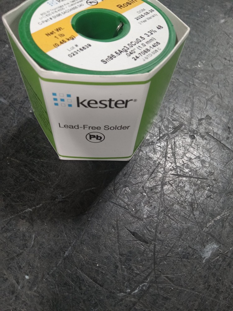 Kester Lead-Free Rosin-Core Solder 0.040″ 1LB Spool, 24-7068-1405, 3.3% 48