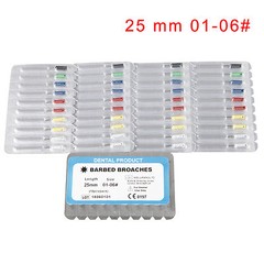 50Pcs Dental Barbed Broaches #1-6 25mm Assorted Handle Endodontic File Stainless