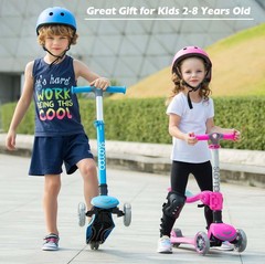 Scooter Kids 3 Years with Seat, Folding Children Scooter 3 Wheels LED Flash Light,…