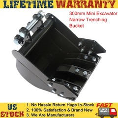 300mm Mini Excavator Narrow Trenching Bucket for 0.8-2 Ton Diggers Heavy Duty US