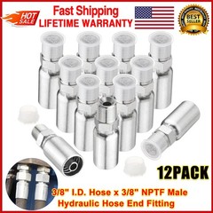 12-Pack 3/8″ Hose x 3/8″ NPTF Male Pipe Thread Hydraulic Hose End Crimp Fitting