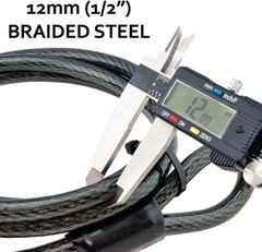 12mm 1/2 inch Heavy-Duty Security Cable, Vinyl Coated Braided Steel with Seal…