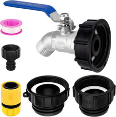 3-Size IBC Tote Adapter Kit for 275–330 Gallon Water Tanks Hose Fittings, 2.4…