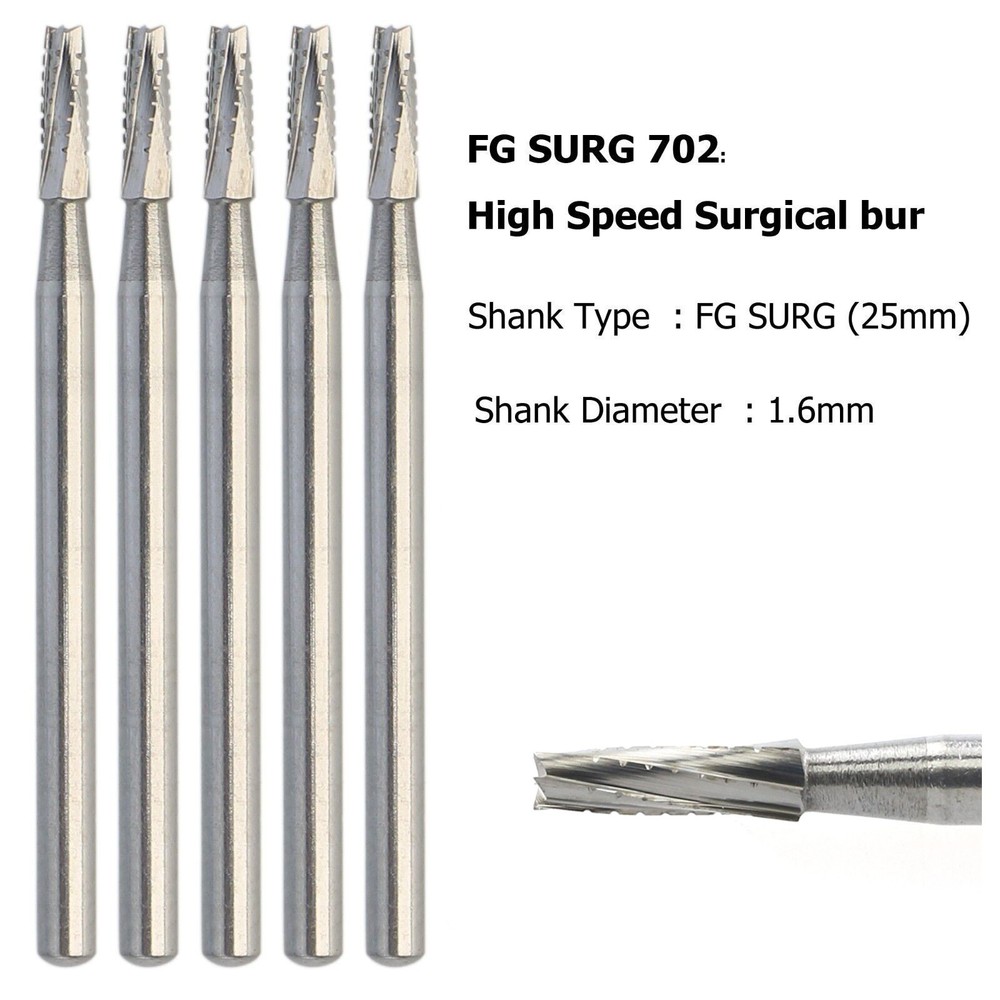 Dental Surgical Tungsten Carbide Burs FLAT END TAPER Fissure 702 FG FGOS 25/28mm