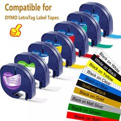 7x Dymo LetraTag Refill 91330 91331 91332 Paper Plastic Label Tape 1/2” LT-100H
