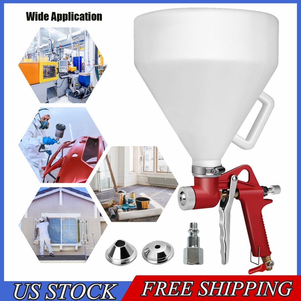 Durable Air Hopper Spray Gun Texture Tool Drywall Wall Painting Sprayer 3 Nozzle