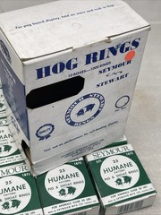 (250) Seymour Humane Pattern RN-X1 Copper Coated Hog Pig Rings, 10 Boxes Of 25