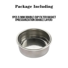 51mm Double Layer Pressurized Coffee Filter Basket,Reusable Coffee Filter Cup