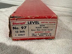 The L.S. STARRETT Co. Machinist Iron Base Level No.97 12-inch Plain Vial RARE