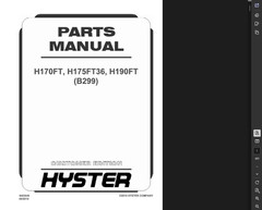 HYSTER FORKLIFT (B299) H175FT36 SERVICE PARTS DIAGNOSTIC MANUAL PDF ON USB