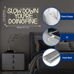 Slow Down You are Doing Fine Neon Signs for Wall Decor,Dimmable LED Positive …