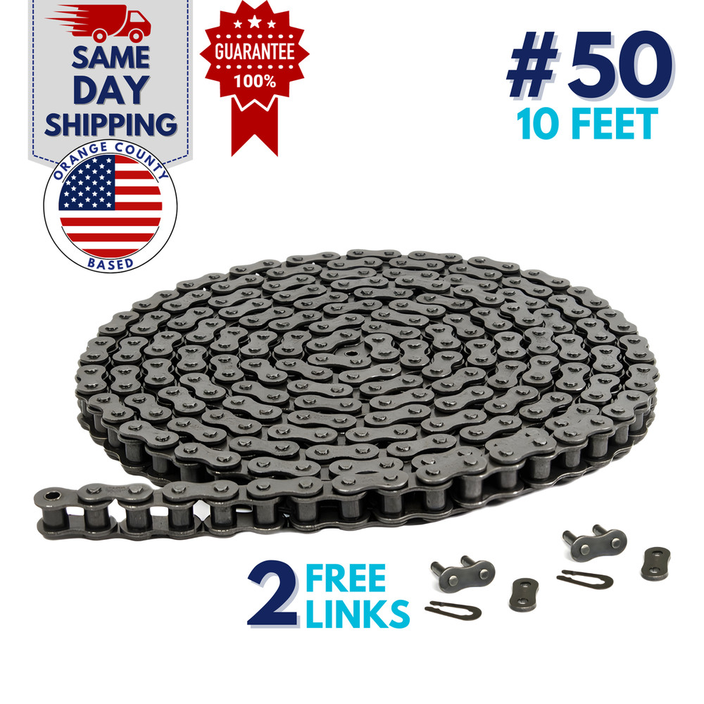 #50 Roller Chain 10 Feet with 2 Connecting Links
