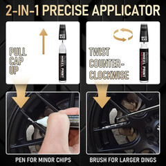 Wheel Scratch Repair Kit, Gloss Black Rim Touch up Paint, Repair Curb Rash, S…
