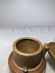 Antique Brass Neptune Meter Co. Trident Water Meter NEW YORK On Wood Base