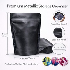 50 Pack 3.5g Smell Proof Foil Mylar Bags 4” x 5” Mix Designs Zip Bags