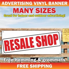 RESALE SHOP Advertising Banner Vinyl Sign Store Clothing Dealer Open Boutique