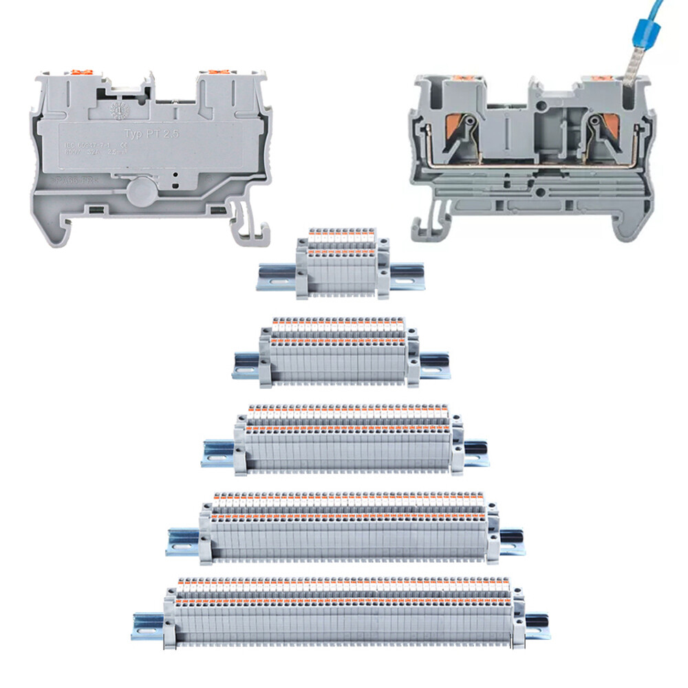 PT 2.5 mm² Screwless Push-in Connectors DIN Rail Terminal Blocks Assembled Kit